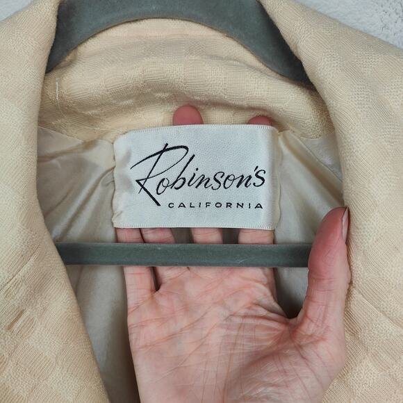 Vintage Robinsons Pea Coat Womens Small Cream Textured Knit 50s 60s Retro Mod - Picture 8 of 11
